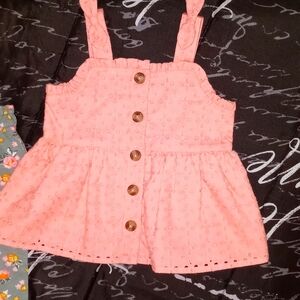 Little Lass 4 PC Orange Top/Green pants w/multicolor floral print & dresses 3T